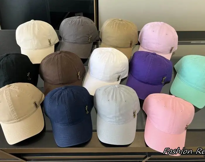 Saint Laurent Mini YSL Metal Logo Plaque Cotton Baseball Caps In Different Colors