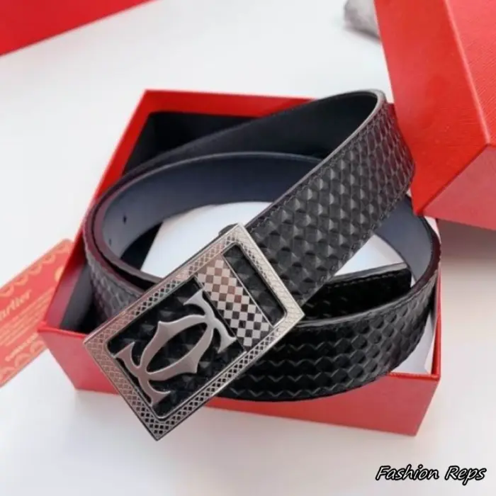 Cartier 35MM Textured Double C Plaque Buckle Leather Belt In Different Buckle Colors
