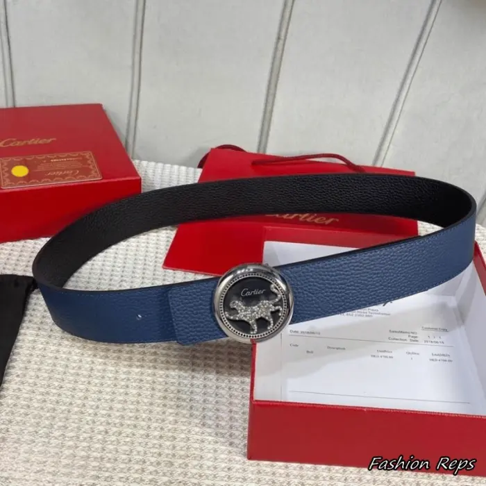 Cartier 40MM Blue Panther Round Buckle Belt