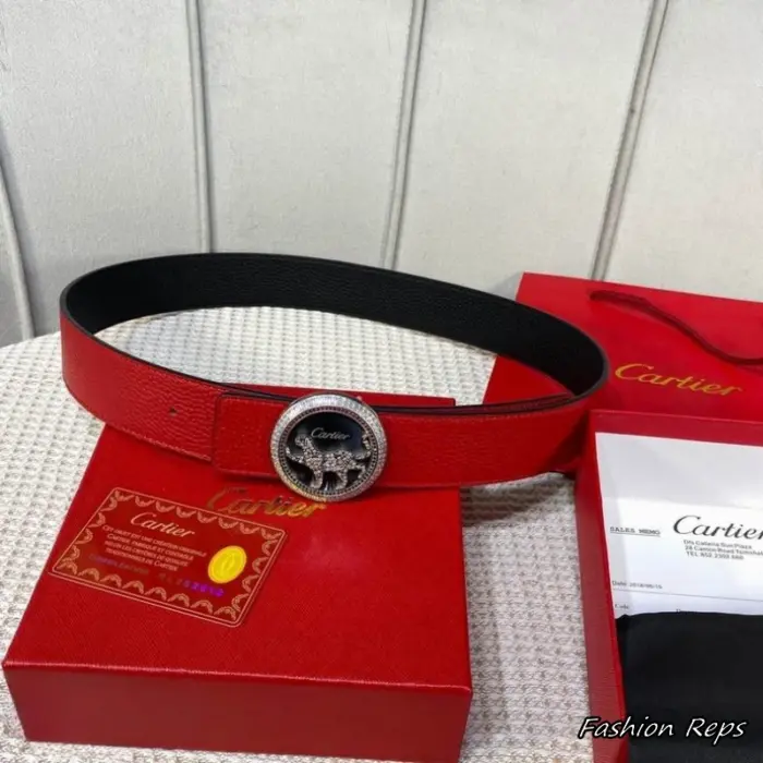 Cartier 40MM Red Panther Round Buckle Belt