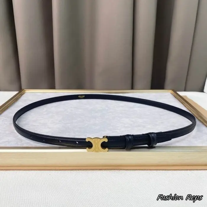 Celine 13MM Small Black Triomphe Leather Belts In Different Buckle Colors