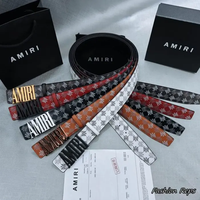 Amiri 38MM Block Logo Monogram Belts