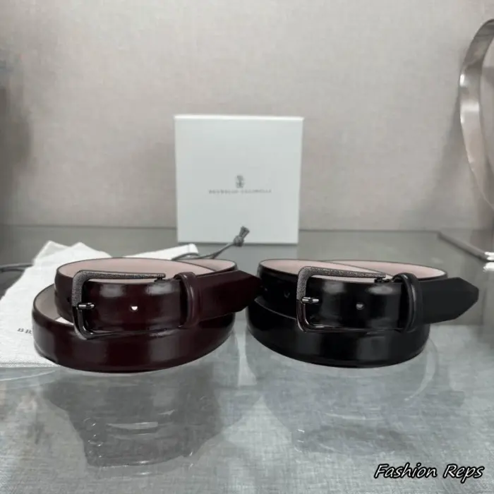 Brunello Cucinelli 30MM Textured Pin Buckle Leather Belts In 2 Colors