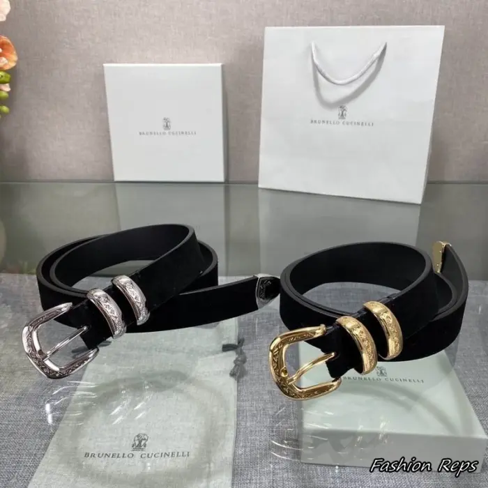 Brunello Cucinelli 30MM Engraved Western Suede Belts In Different Buckle Colors
