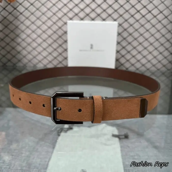 Brunello Cucinelli 30MM Tobacco Brown Suede Belt In Different Buckle Colors