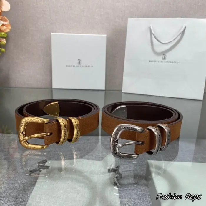 Brunello Cucinelli 30MM Suede Western Style Belts In Different Buckle Colors