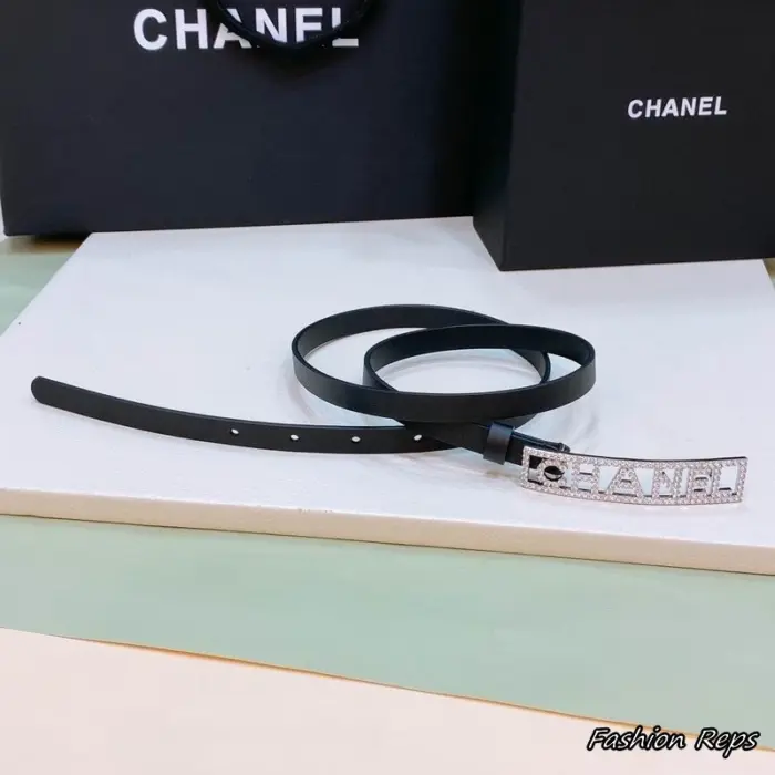 Chanel 13mm Narrow Crystal Logo Leather Belts In Different Buckle Colors