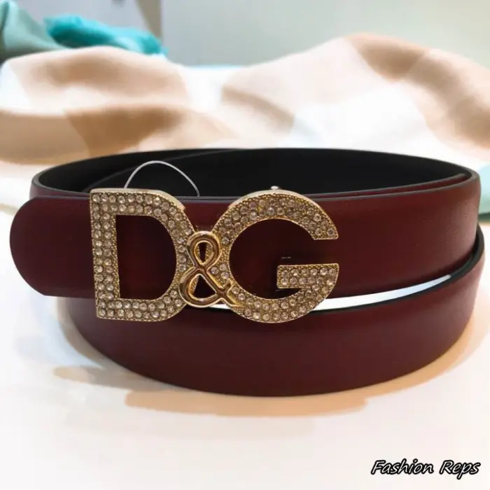 Dolce & Gabbana 25mm Dark Brown Polished Calfskin DG Logo Crystal Belt