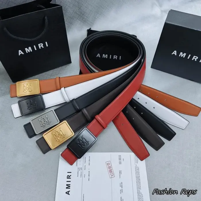 Amiri 38MM Smooth Leather Plaque Belts