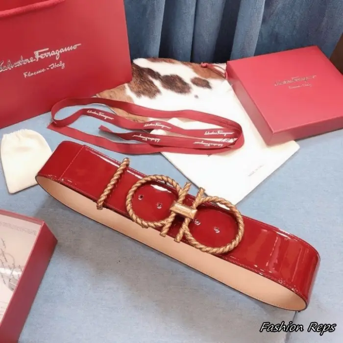 Ferragamo 60MM Wide Patent Leather Rope Gancini Corset Belt