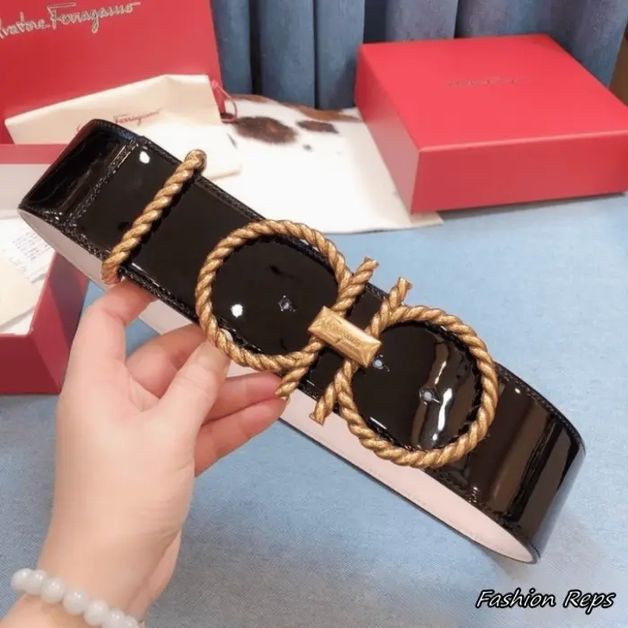 Ferragamo 60MM Gancini Torchon Wide Leather Belt