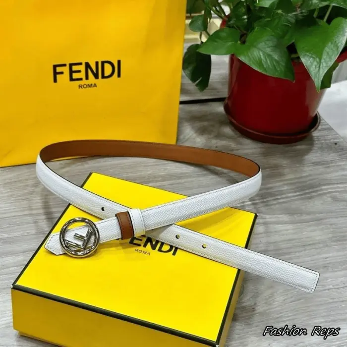Fendi 20MM Silver Monogram Logo Thin Belt