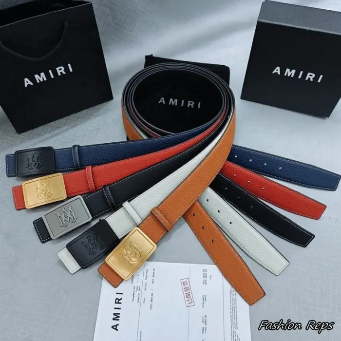 Amiri 38MM MA Logo Plaque Pebbled Belts