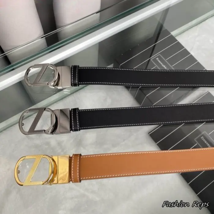 Ermenegildo Zegna 34MM Textured Z Logo Reversible Leather Belts In Different Buckle Colors