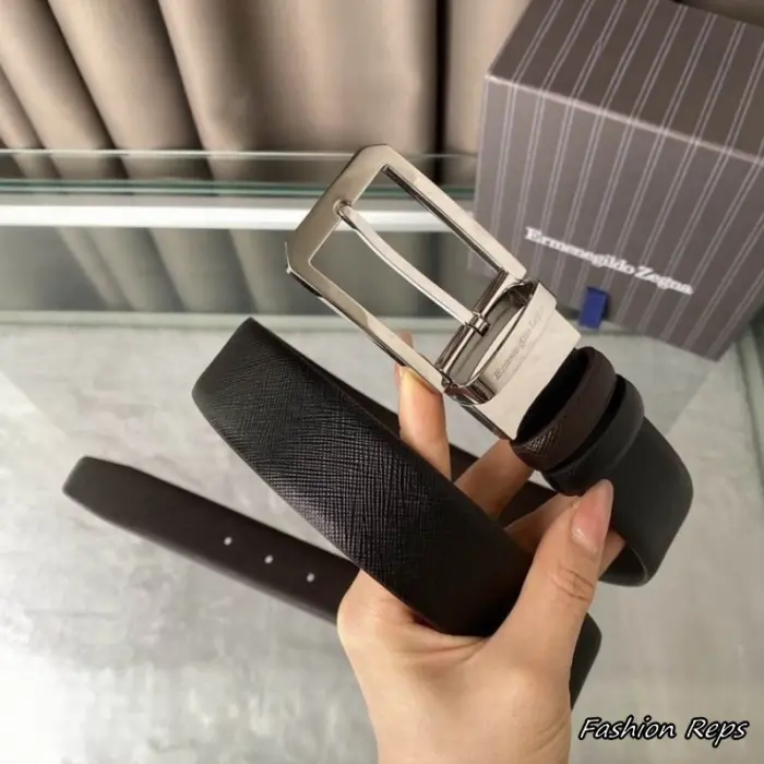 Ermenegildo Zegna 35MM Reversible Saffiano Leather Pin Buckle Belt