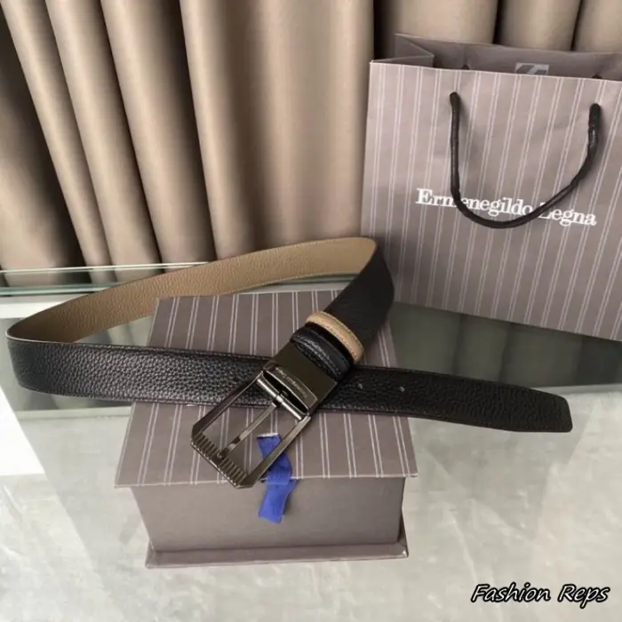 Ermenegildo Zegna 35MM Reversible Grained Leather Pin Buckle Belt