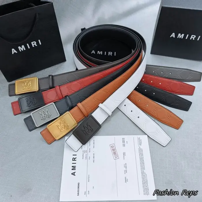 Amiri 38MM Embossed Leather Plaque Belts