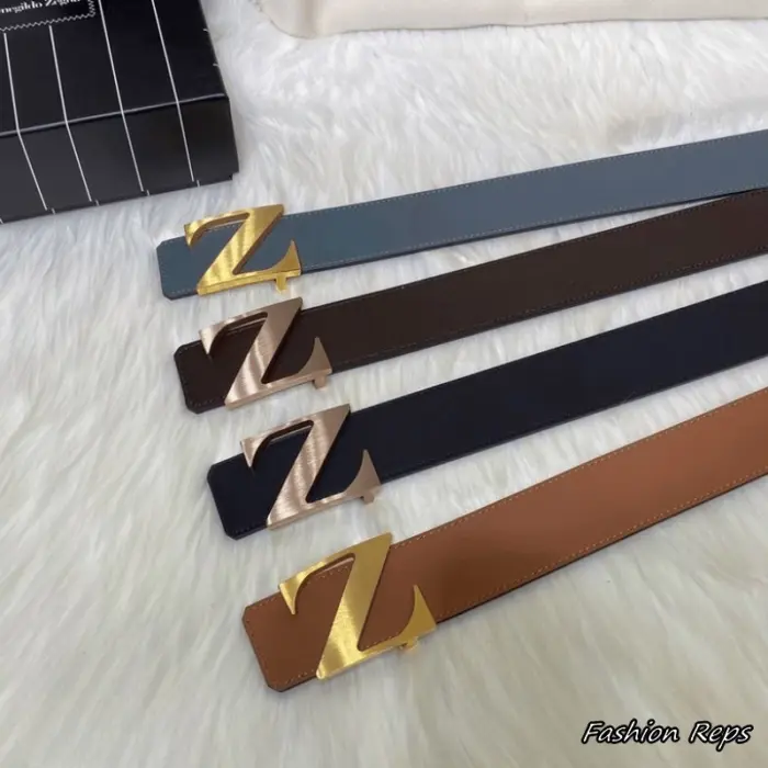 Ermenegildo Zegna 38MM Brushed Metallic Z Logo Buckle Leather Belts