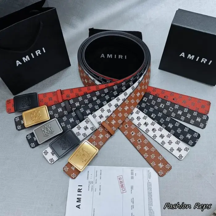 Amiri 38MM MA Monogram Grain Leather Belts