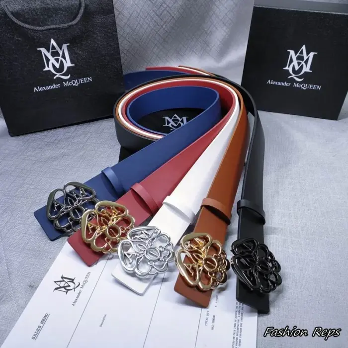 Alexander McQueen Floral Cutout Logo Belts