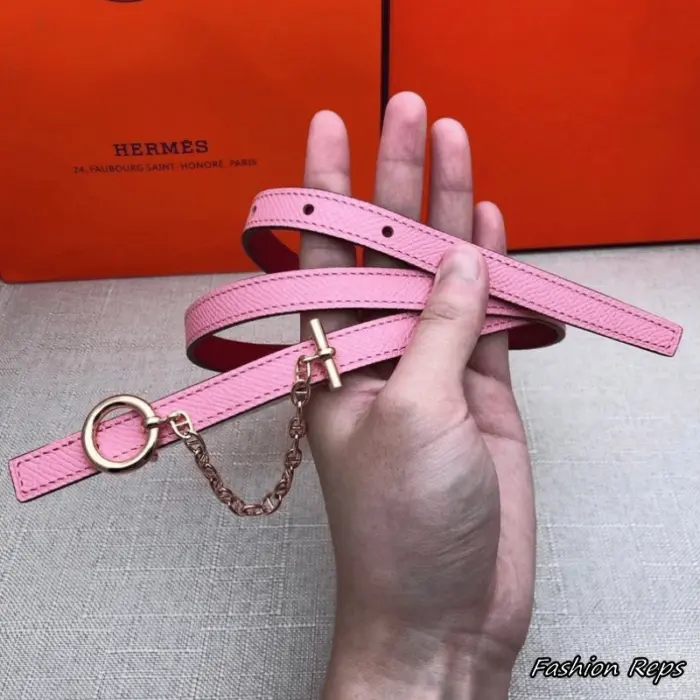 Hermes 13MM Pink Glenan Toggle Epsom Reversible Leather Belt In Different Buckle Colors