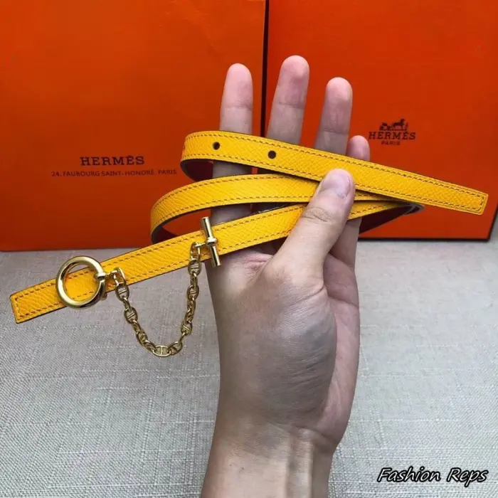 Hermes 13MM Yellow Glenan Toggle Epsom Reversible Leather Belt In Different Buckle Colors