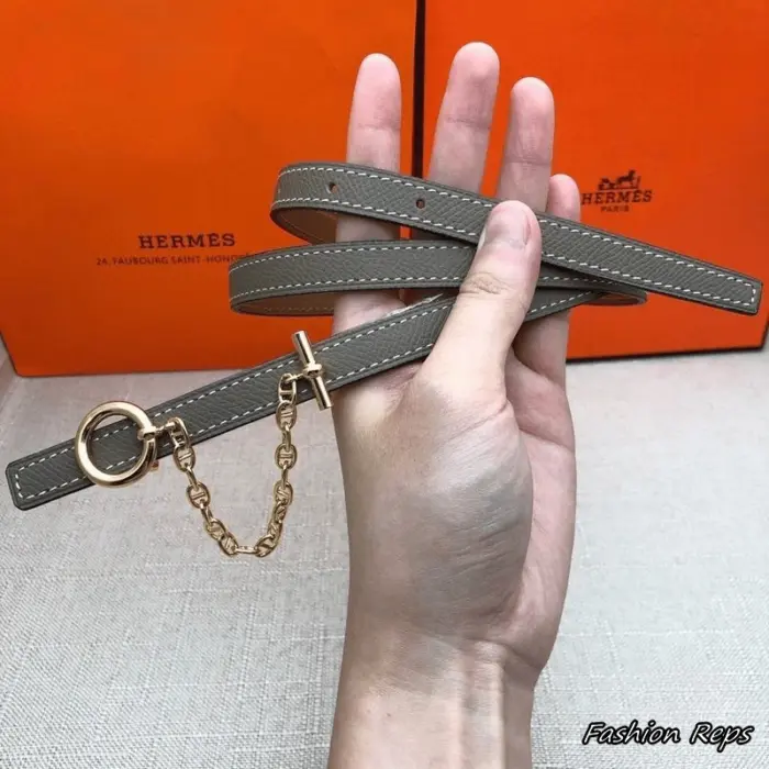 Hermes 13MM Grey Glenan Toggle Epsom Reversible Leather Belt In Different Buckle Colors