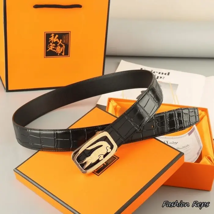 Lacoste 35MM Men's Crocodile Black Leather Belt In Different Buckle Colors