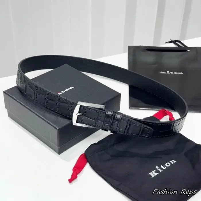 Kiton 35MM Men's Black Crocodile Leather Belt