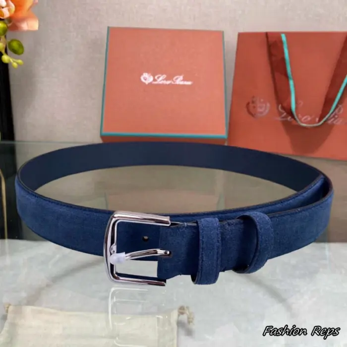 Loro Piana 35MM Men's Navy Blue Suede Leather Belt In Different Buckle Colors