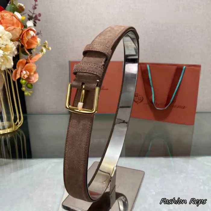Loro Piana 35MM Dark Brown Suede Leather Belt In Different Buckle Colors