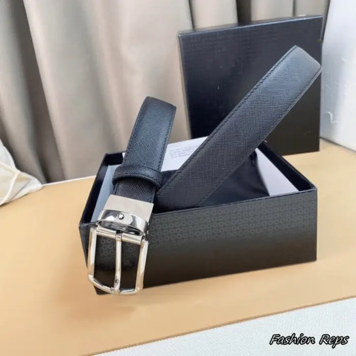 Montblanc 30MM Men's Rectangular Buckle Saffiano Leather Belt