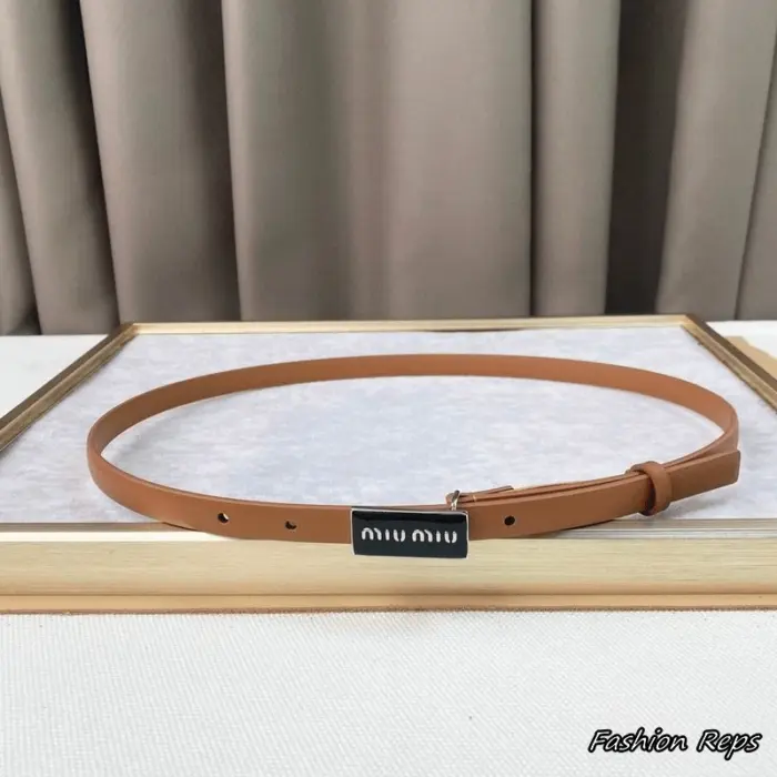 Miu Miu 15MM Women's Ultra Slim Brown Leather Belt