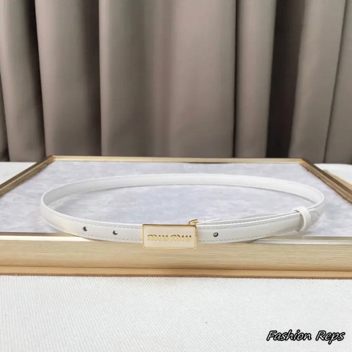 Miu Miu 15MM Women's Ultra Slim White Leather Belt