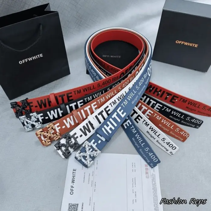 Off-White 38MM Arrow Buckle Industrial Logo Printed Leather Belts