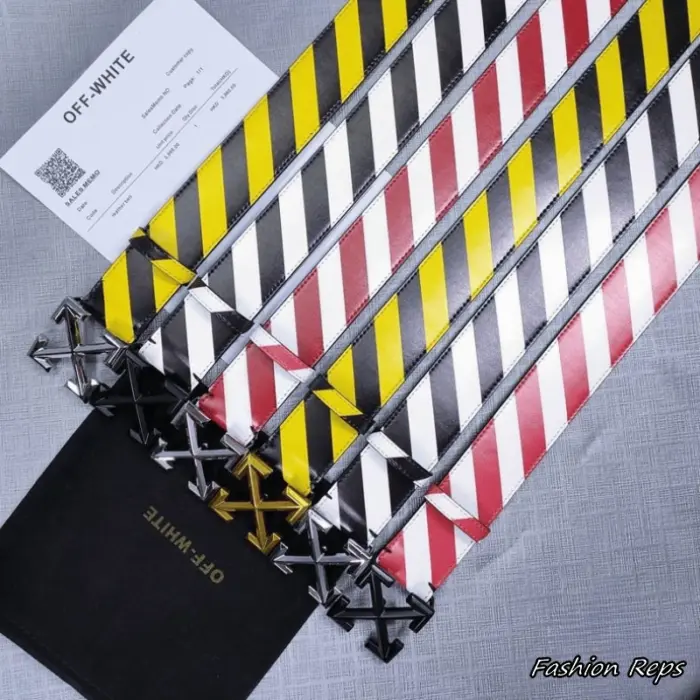 Off-White 38MM Diagonal Stripe Arrow Buckle Leather Belts