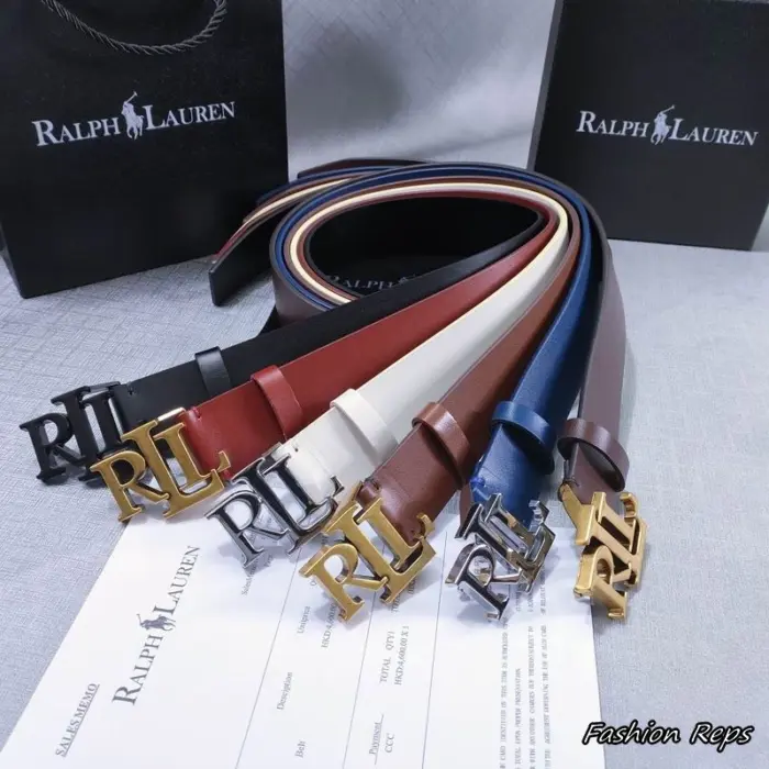 Ralph Lauren 38MM Interlocking RL Monogram Leather Belts