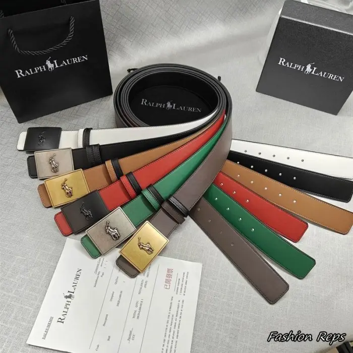 Ralph Lauren 38MM Smooth Leather Belt Polo Player Plaque Buckle Belts