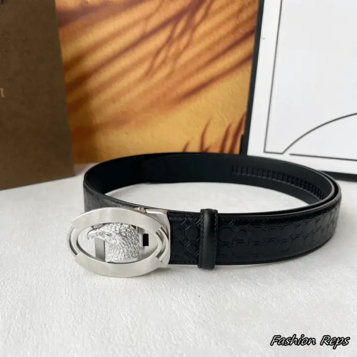 Stefano Ricci 35MM Embossed Leather Eagle Head Oval Buckle Belt In Different Buckle Colors