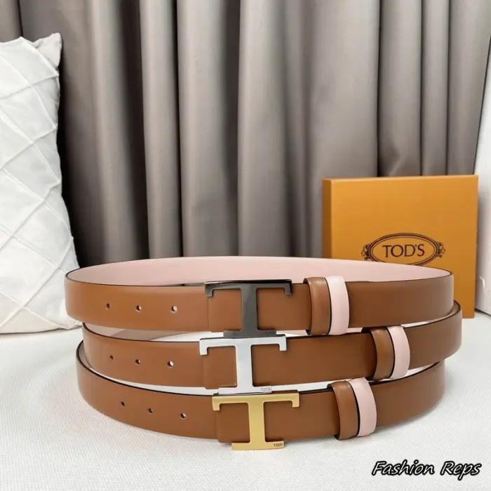 Tod’s 30MM Iconic T Logo Reversible Dual Tone Leather Belt In Different Buckle Colors