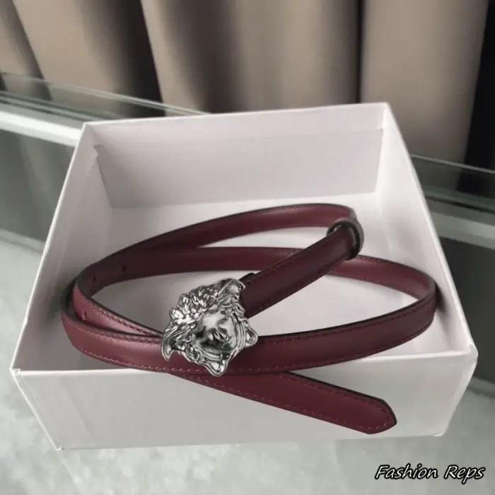 Versace 15MM La Medusa Slim Leather Belt In Different Colors