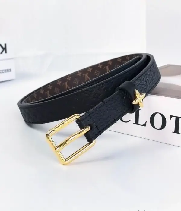 Louis Vuitton 20MM Flower Charm Detail Reversible Narrow Belt