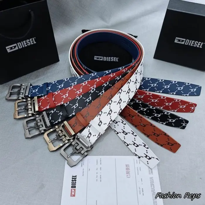 Diesel 38MM Designer All Over Small Logo Belts