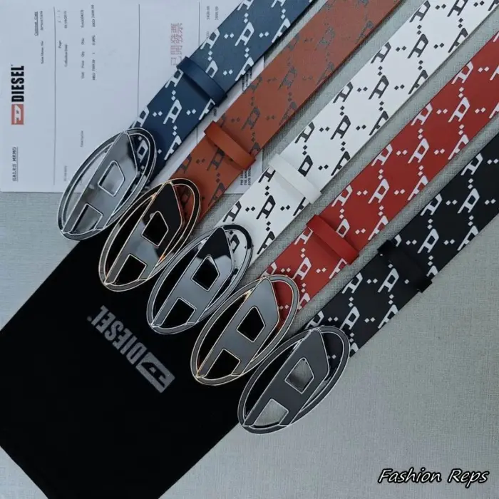 Diesel 38MM Micro D Pattern Strap With Roller Pin Buckle Belts