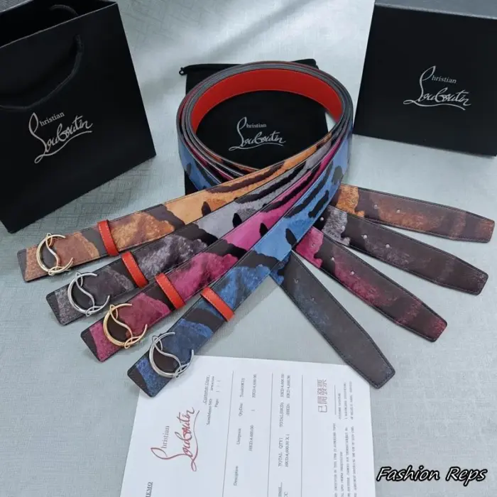 Christian Louboutin 35MM CL Logo Abstract Print Leather Belts