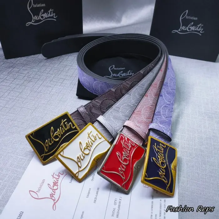 Christian Louboutin 38MM Monogram Script Plaque Belts