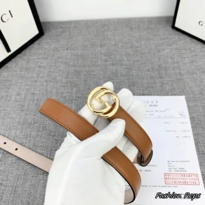 Gucci 20MM Interlocking G Thin Leather Belt