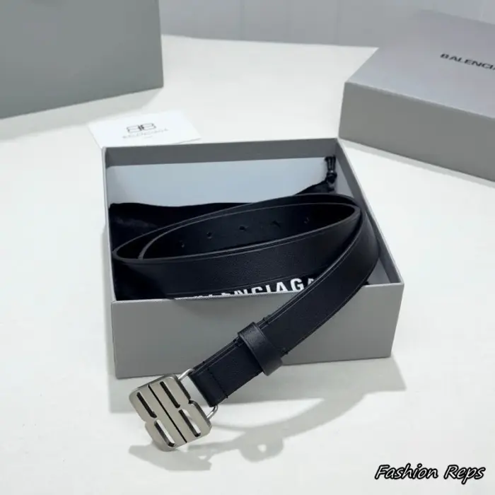 Balenciaga 25MM BB Monogram Metal Buckle Leather Belts In Different Buckle Colors