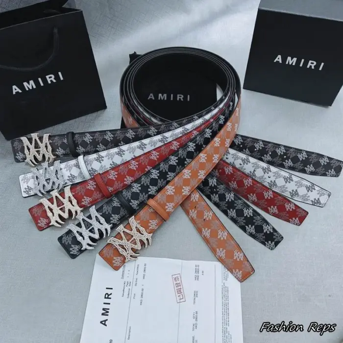 Amiri 38MM MA Logo Monogram Crystal Buckle Belts