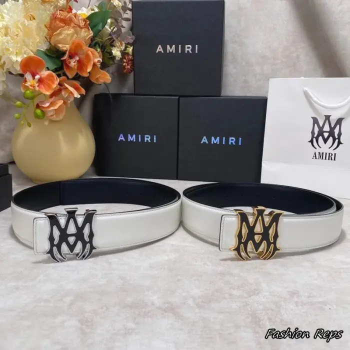 Amiri 38MM Leather MA Logo Buckle Belts